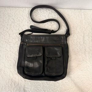 Fossil Vintage Bag Women's Cross Body Leather Shoulder Purse Pebbled Black Soft